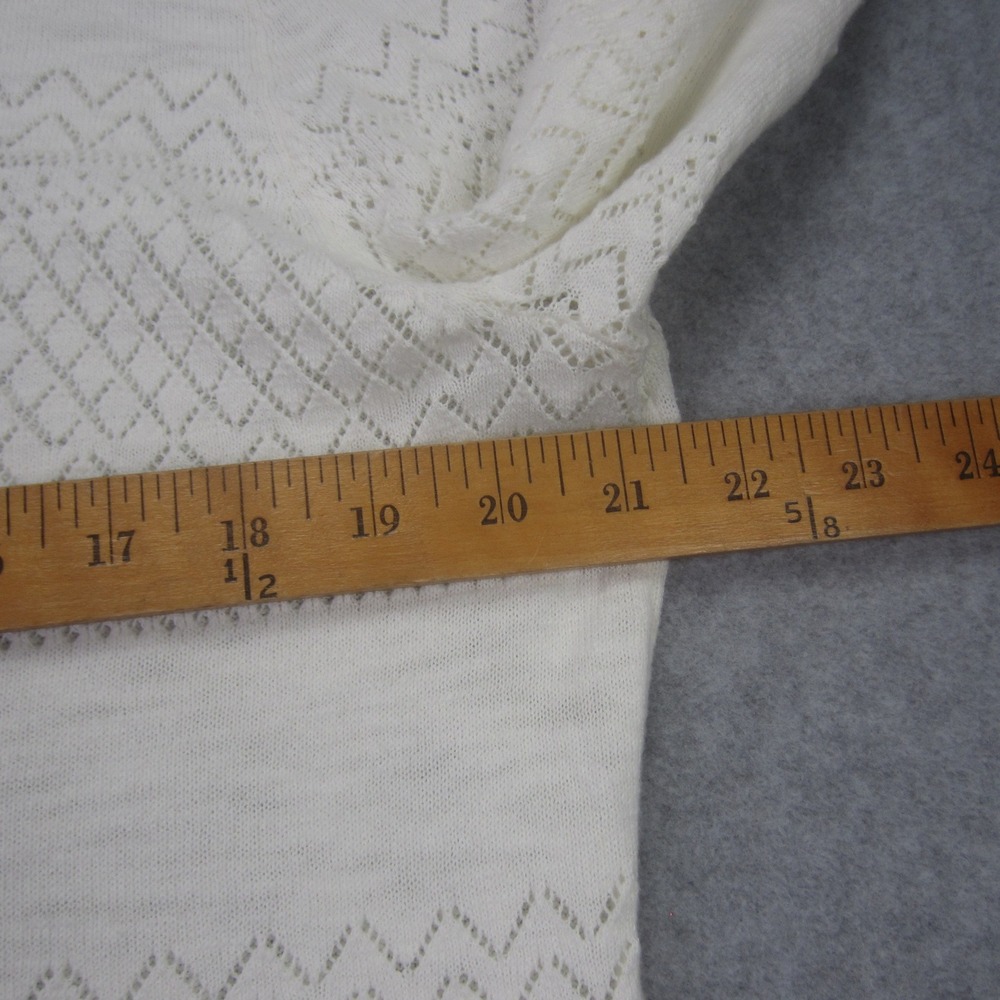 FRYE Sweater Womens‎ XL White Pointelle Scalloped V Neck Button Front Cardigan - Picture 13 of 16